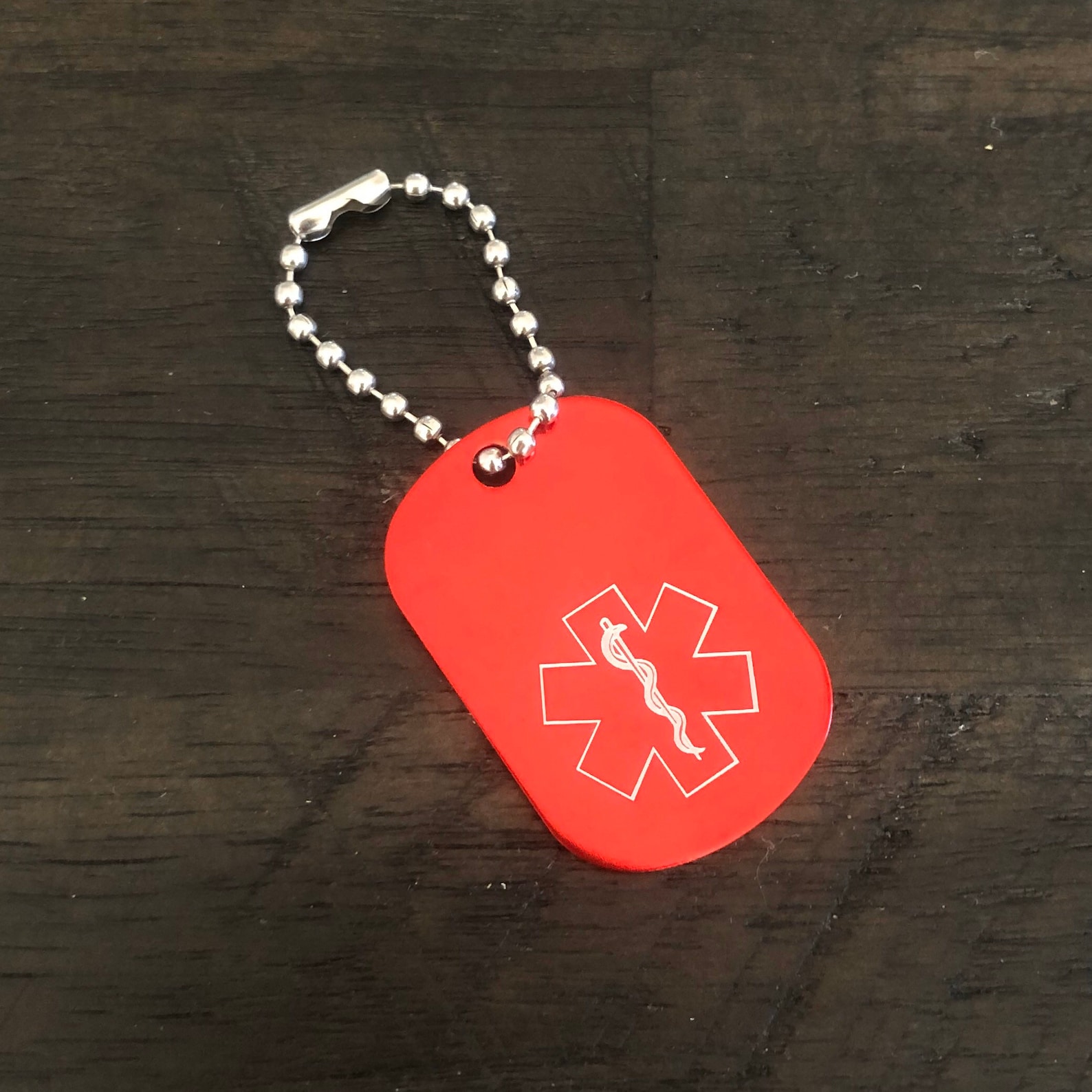 Red Medical Keychain Dog Tag Keychain Medical Alert Etsy.de
