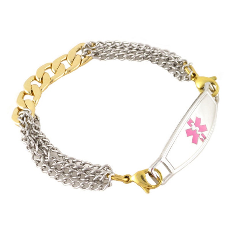 Medical ID Bracelet Gold and Silver Medic Alert Bracelet Etsy