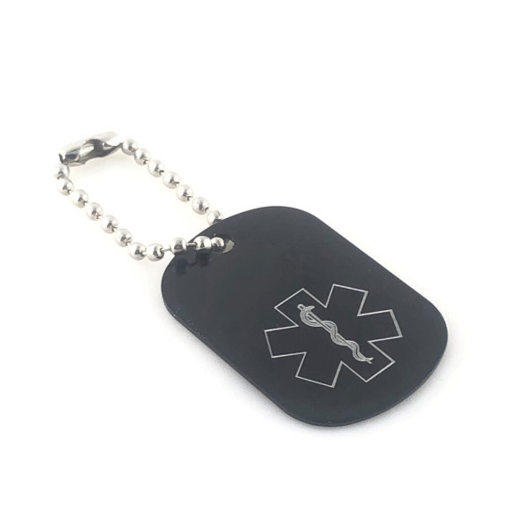 Black Medical Keychain Medical ID Keychain Medical Alert Etsy