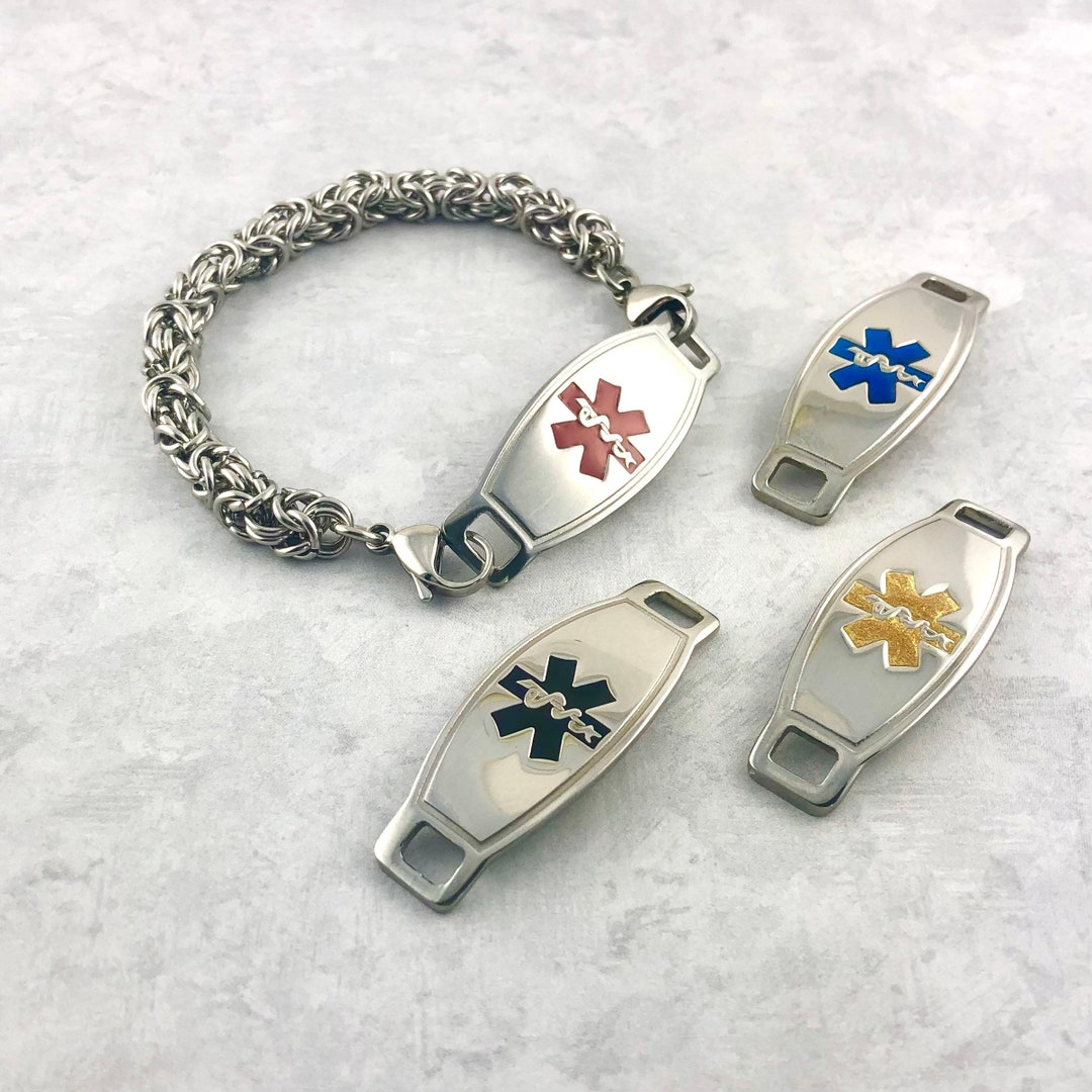 Medical Bracelet Men Sturdy Stainless Steel Diabetic Bracelet Blood