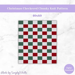 Christmas Checkered Blocks - Finger Knitting/Chunky Knit Blanket Pattern