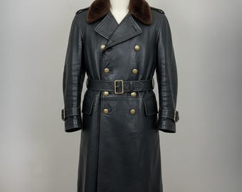 ヴィンテージ第二次世界大戦ミリタリーレザートレンチコート｜ベルトと