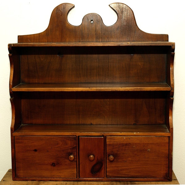 Wonderful, Dark Wood, Vintage Shelving Unit with Drawer and Two Compartments