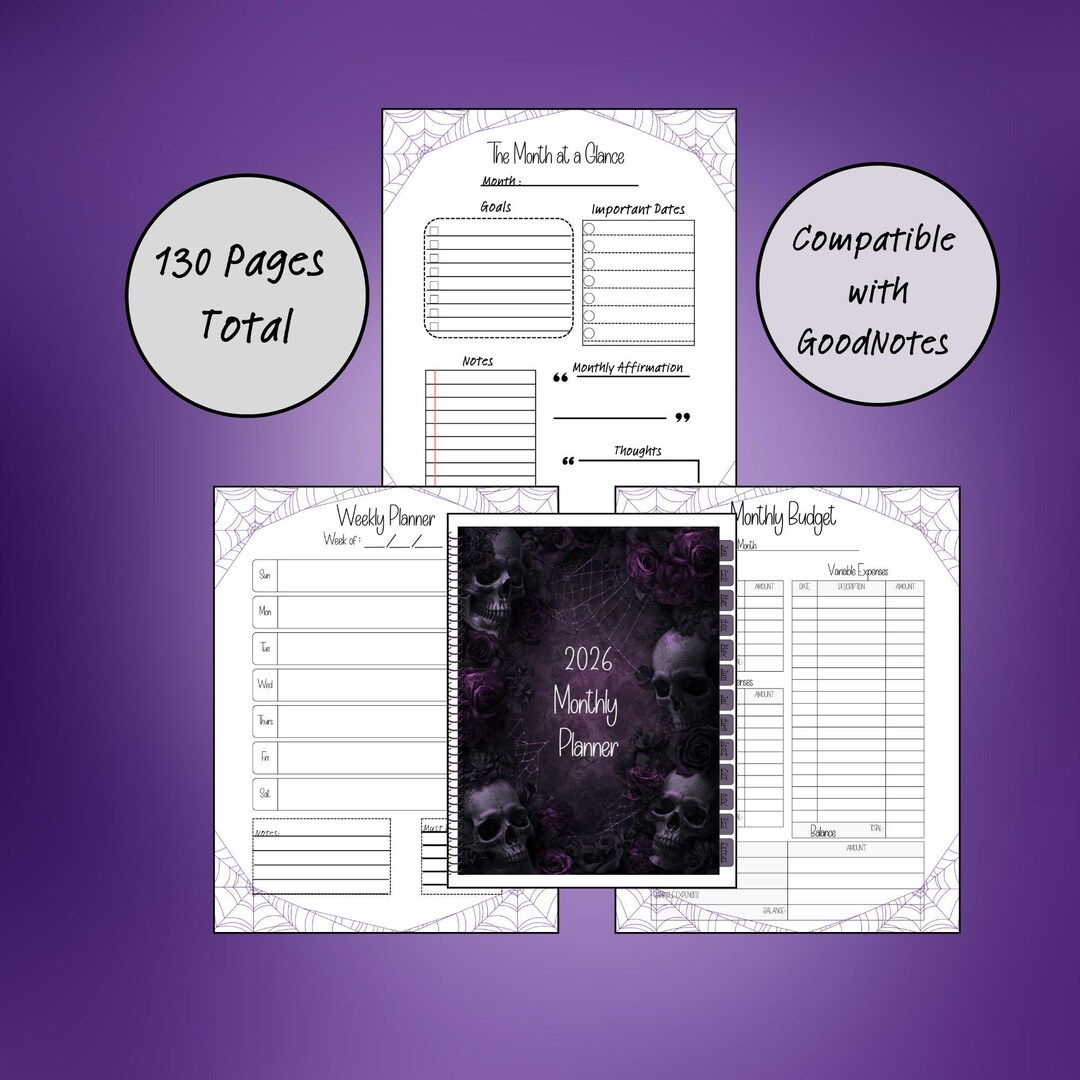 2026 Gothic Skull Digital Planner | Goodnotes iPad (PDF) - Etsy