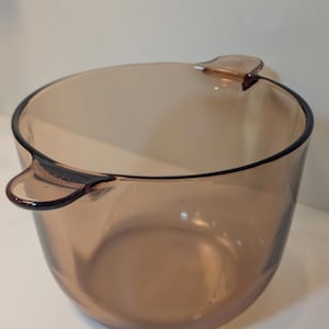 Cocotte vintage VISION France Corning en verre ambré 3,5 L (3_5L) sans couvercle