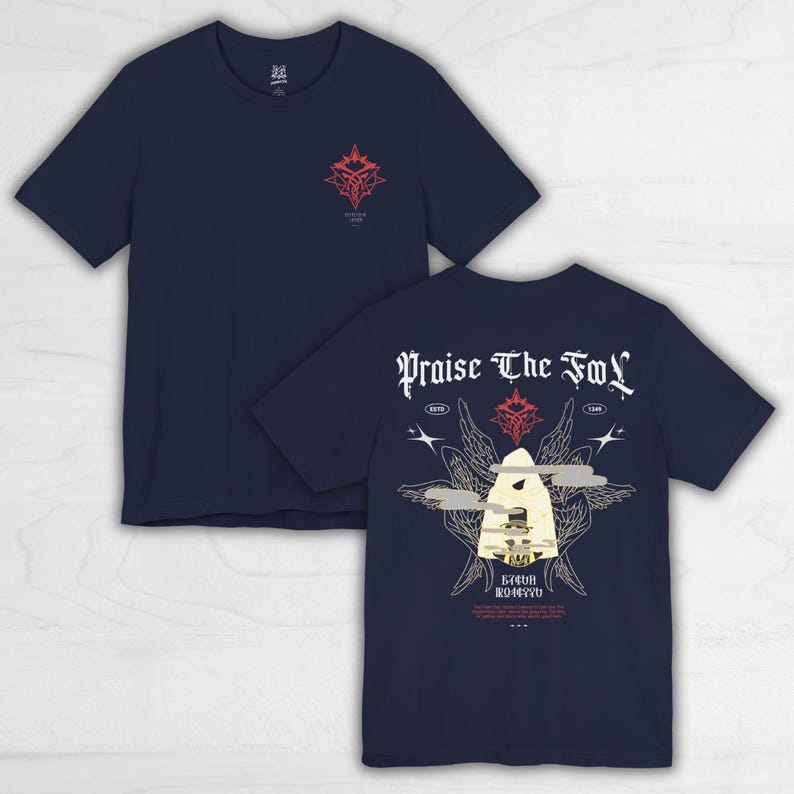 Praise The Fool Unisex T-shirt, Lord Of The Mysteries Shirt, Klein Moretti Tee, Lotm merch, Light Novel T shirt, Anime / Donghua, Gift for x Navy