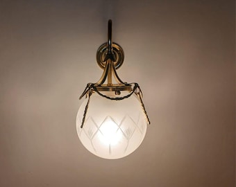 Vintage-Inspired Brass Wall Lamp with Glass Globe | Elegant Designer Wall Light