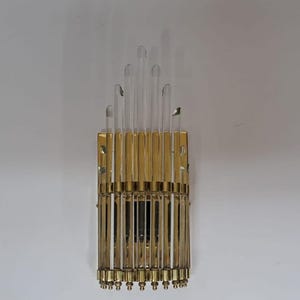 Art Deco Marine Glass Rod Wall Lamp: Handmade Brass Sconce