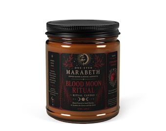 Blood Moon Ritual Candle – Cinnamon Vanilla Scent | Witchy Decor | Spiritual Candle | Coven Candle | Gothic Gift | One-Eyed Marabeth