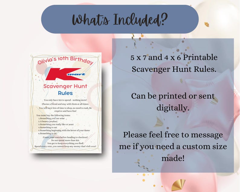 Kmart Birthday Scavenger Hunt Invitation | Editable Canva Template ...