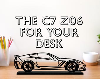 C7 Corvette Z06 Custom Name Model decor for office and bookshelf decor for car lover and Corvette enthusiast wireframe mode for man cave GM