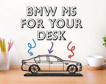 BMW M5 Wireframe Model Silhouette Custom Name desk decor for office bookshelf decor for car lover & BMW fan model for man cave BMW M Fan