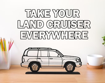 Toyota Land Cruiser Wireframe Model Silhouette Custom Name desk decor for office bookshelf decor for car lover & fan model for man cave J100