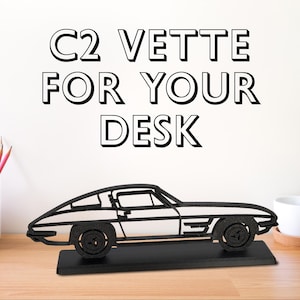 Modèle Corvette C2, éventail de Corvette, personnalisé, sur mesure, décoration de bureau et d'étagère pour amateur de voitures et passionné de Corvette, 1963