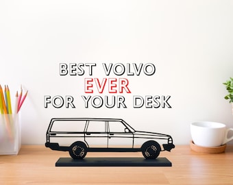 Volvo 240 Wagon Wireframe Model Silhouette Custom Name desk decor for office bookshelf decor for car lover & Volvo fan model for man cave