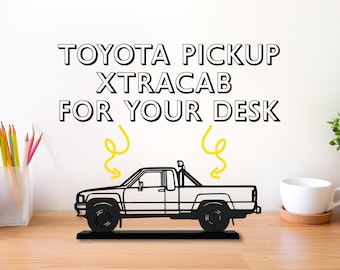 1986 Toyota Pickup Xtracab Custom Name desk decor for office bookshelf decor for car lover Toyota fan wireframe model for man cave
