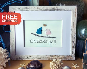 Funny Best Friend Gift, Sea Glass Beach Art, Personalized Wall Art, Coastal Wall Artwork, Driftwood Decor, Beach Lover Eco-Friendly Gift Her