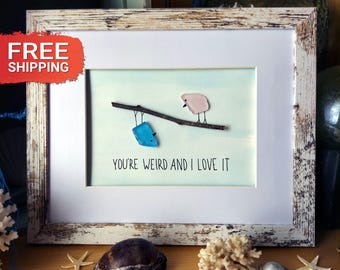 Sea Glass Beach Art, Funny Best Friend Gift, Personalized Wall Art, Coastal Wall Artwork, Driftwood Decor, Beach Lover Eco-Friendly Gift Her