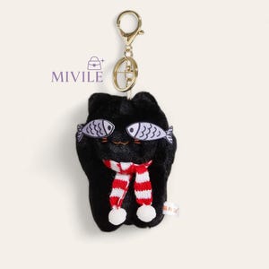 Süßer Fisch Kätzchen Taschenanhänger - Plüsch Katze Puppe Schlüsselanhänger Kawaii Katze Plushie, weicher Rucksack Anhänger, Schul Taschen Accessoire, Geschenk für Katzenliebhaber