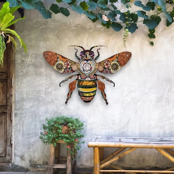 Honey Bee Sign, Rustic Bee Metal Sign, Garden Sign, Bee Lover Gift, Bee Decor, Gift for Gardener, Bee Keeper Gift, Bee Garden, Home Decor