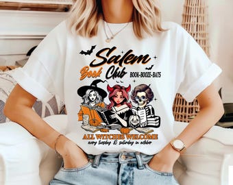 Salem Book Club Shirt, Witchy Halloween T-Shirt for Women, Spooky Witches Reading Tee