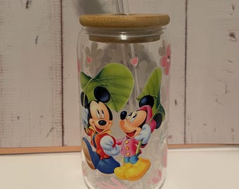 Mickey & Minnie Glass Iced Coffee Cup | Disney Fan Gift