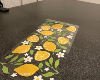 Lemon Grove UV DTF Wrap: Citrus Glass Can Decal