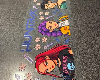 Hoja de pegatinas de Huntrix / Calcomanías de vinilo del grupo femenino KPop Demon Hunters