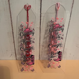 Bookmark | Country Roots, Cowgirl Boots Western Bookmark | Clear Acrylic Bookmark with Tassel | Southern Cowgirl Aesthetic | Book Club