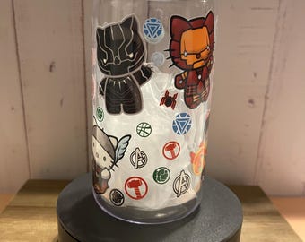 Gobelet super-héros Kawaii inspiré des Avengers : tasse de 16 oz avec paille et couvercle
