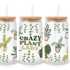 Crazy Plant Lady UV DTF Wrap: Houseplant Tumbler Decal image 2