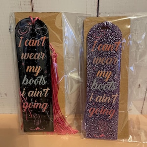 Bookmark Pink Cowgirl | If I Cant Wear My Boots, I Aint Going | Acrylic Bookmark with Tassel | Rodeo & Country Aesthetic | Book Lover