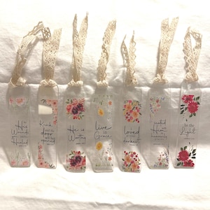 Christian Acrylic Bookmarks with Bible Verses & Faith Quotes | Scripture Gifts for Women | Floral Bible Bookmarks