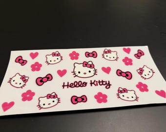 Kawaii Cat Cup Wrap: Pink Bows & Hearts - 16-24oz Cold Cups