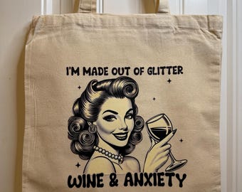 Funny Retro Quote Canvas Tote Bag: Sarcastic Reusable Eco Shopper