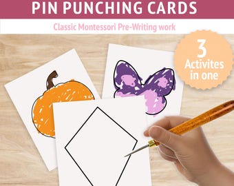 Tarjetas Montessori para perforar con alfileres: 32 formas para el desarrollo de la motricidad fina