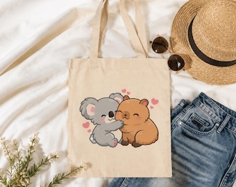 Capybara Tragetasche – Recycelte Baumwolle – Original Koala & Capybara Design – Umweltfreundlich – Australisches Tier