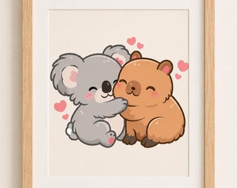 Australien Animal Prints Set | Känguru Koala Krokodil Wandkunst | Capybara Kunstwerk | A5 Druckset