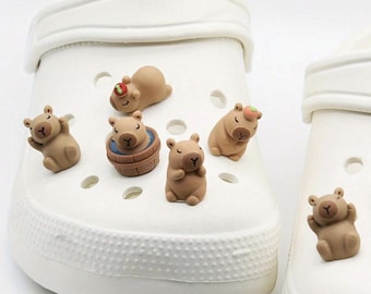 5pcs 3D Capybara Shoe Charms – Cute Animal Accessories for Crocs, Clogs, and Sandals – Fun Jibbitz Style Decor