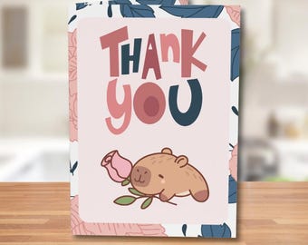 Capybara Dankeskarte - Florale A6 Grußkarte