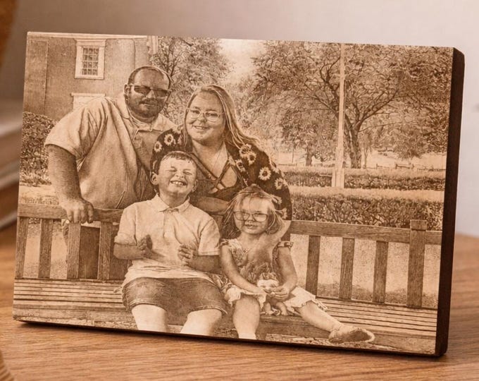 Custom Engraved Photo on 4x6 Basswood - Personalized Wood Portrait- Anniversary, Wedding, Pet Memorial Gift