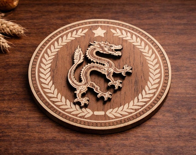 Dragon Shield Wall Plaque | Medieval Fantasy Heraldic Wall Decor (Eagle or Lion Options)