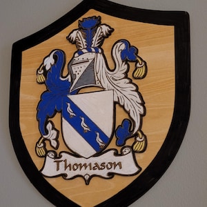 Personalized Family Crest Wood Plaque | Custom Coat of Arms Shield, Rustic Heritage Wall Decor