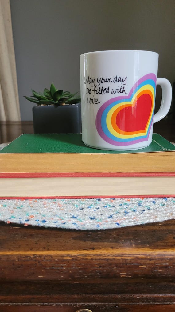 Vintage 1983 Avon Love Mug – Rainbow, Heart, LGBTQ+, pride