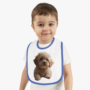 子犬デザインの愛らしいベビービブ、かわいいベビーシャワーギフト、幼児用授乳アクセサリー、ペット愛好家向けベビー用品、新生児必需品、子供用ギフト