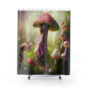 Fairy Mushroom Shower Curtain Fantasy Mushrooms Fairies Garden Shower Curtains Bath Bathroom Decor Home Decor Gift For Kids/Boys/Girls/Adult