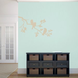 Birds on Branch Wall Decal: Tree Mural Sticker, Choose Your Color
