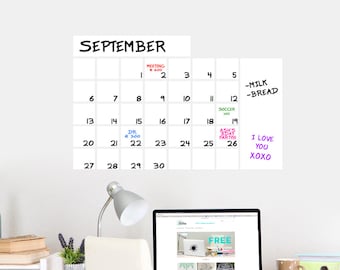 Dry Erase Calendar Wide Wall Decal Decorative Art Decor Sticker For Kids Teens Bedroom Classroom Entryway Home Organizing Select Your Size