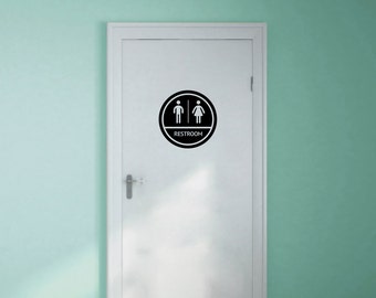 Restroom Sign Decal, Door Sticker for Bathroom, His and Hers Restroom, Wall or Sign Decal for Business