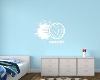 Custom Volleyball Decal, Personalized 3D Volleyball Breaking Through Wall Sports Mural